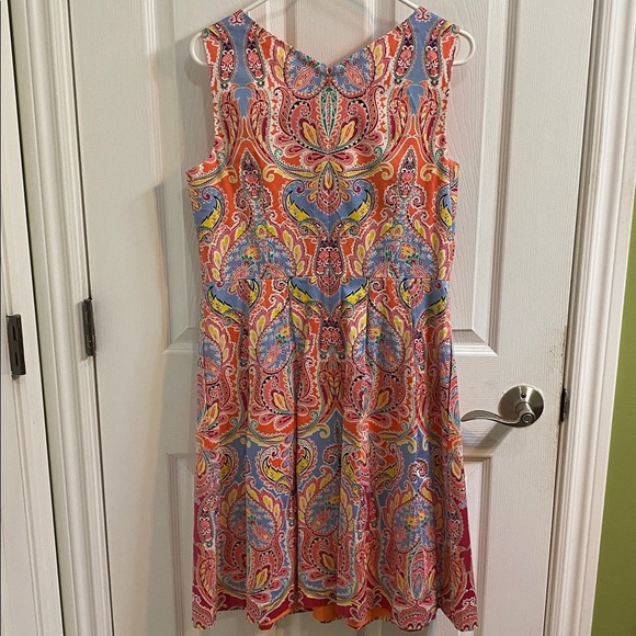 Talbots Womens Paisley Print Sleeveless Fit And Flare Midi Dress Lined Size 10 P - Picture 5 of 8